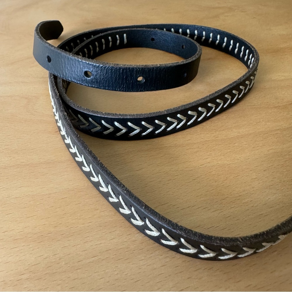 Maxwell black leather embroidered belt